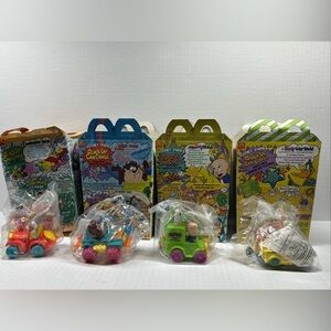1992-McDonald's Happy Meal Looney Tunes Quack Up Cars Complete Set Of 4 W/HMC